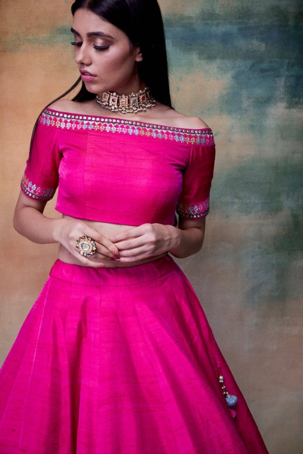 Off shoulder Multi Stripe Border skirt Top set