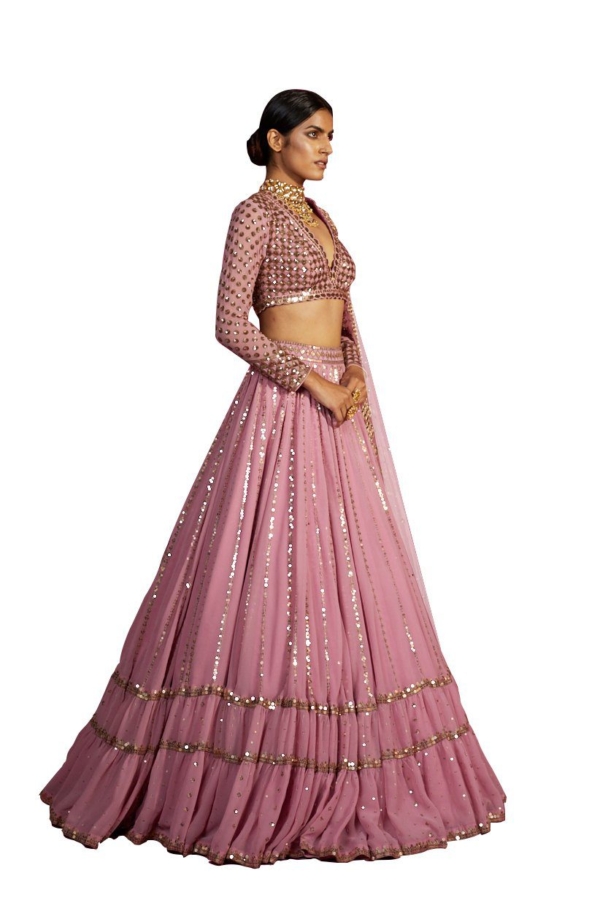 Dull Pink Double Tier Lehenga Set