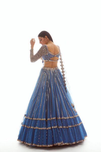 Blue Linear Drop Lehenga Set
