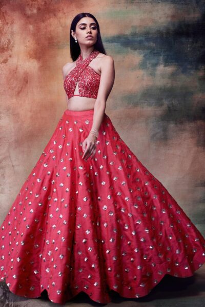 Halter Drape Crop Top & Skirt Set