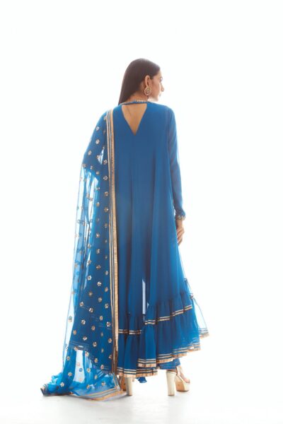 Peacock Blue High Low Kurta Set