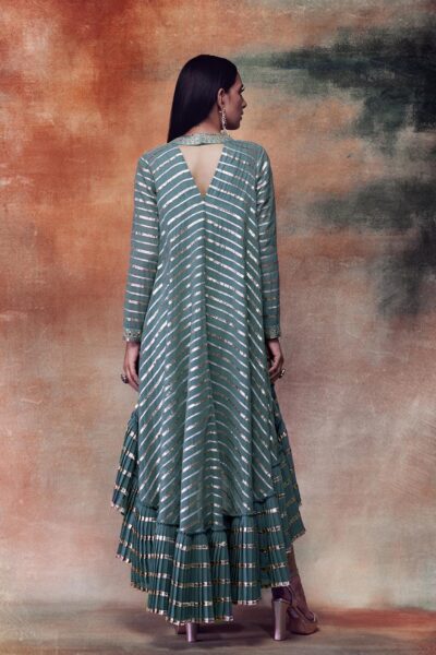 Mud Green High Low Kurta & Dhoti set