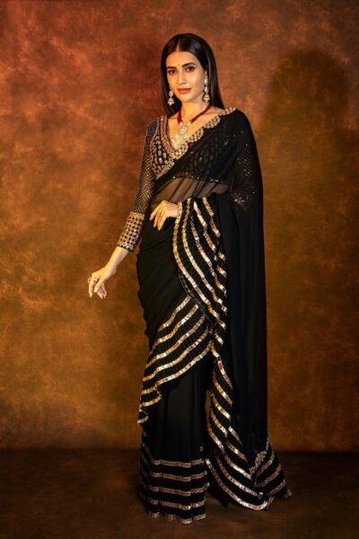 Black Ruffle Saree