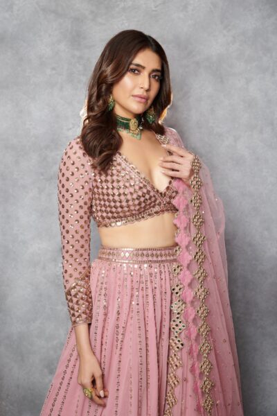 Dull Pink Double Tier Lehenga set