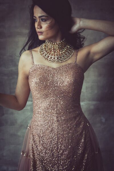 Light Brown Spaghetti Sharara Set
