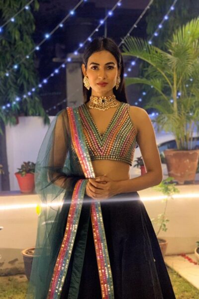 Multi Stripe Blouse Lehenga Set