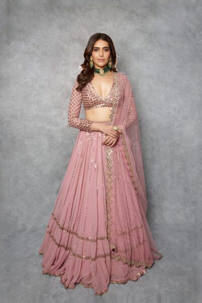 Dull Pink Double Tier Lehenga set