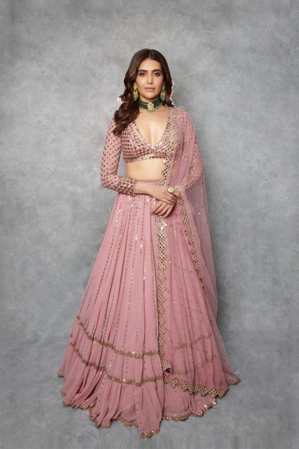 Dull Pink Double Tier Lehenga set