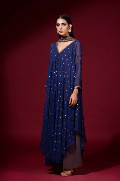 Midnight Blue Asymmetrical Kurta set