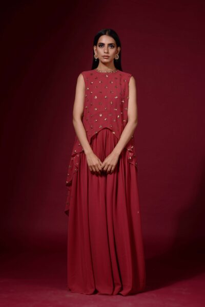 Deep Rust Cape Palazzo Set