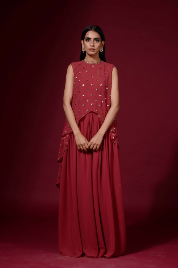 Deep Rust Cape Palazzo Set