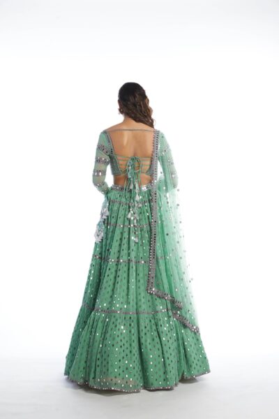 Dull Mint Tier Lehenga Set