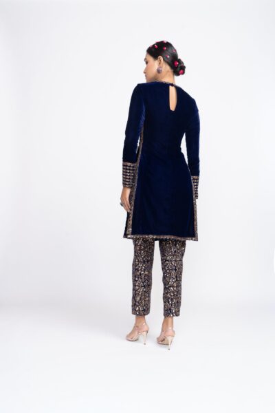 Navy Blue velvet Kurta Set