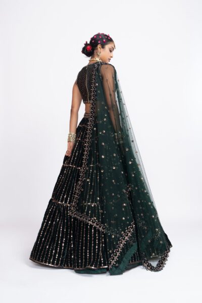 Deep Green Full Tier Lehenga Set