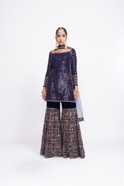 Navy Blue Kurta Sharara Set