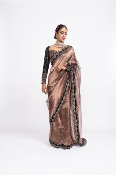Deep Green Tissue Saree Set