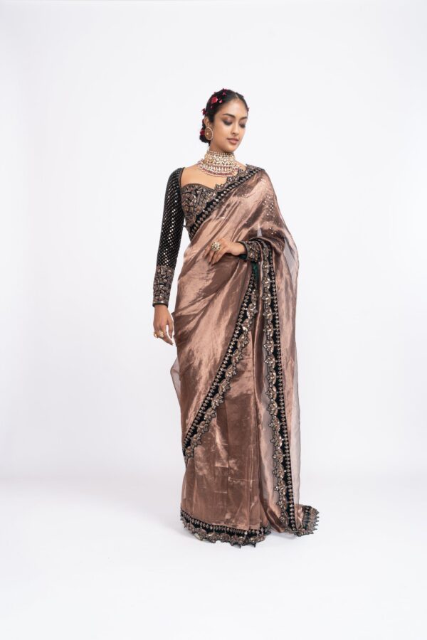 Deep Green Tissue Saree Set