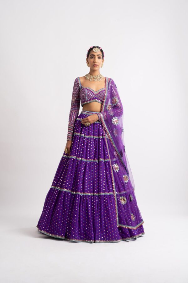 Purple Multi Tier Multi Color Lehenga Set