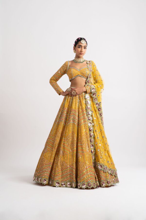 Yellow Heavy Multi Color Lehenga Set