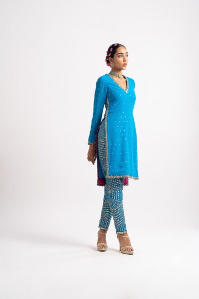 Firozi V Neck Multi Geo Pant Kurta Set