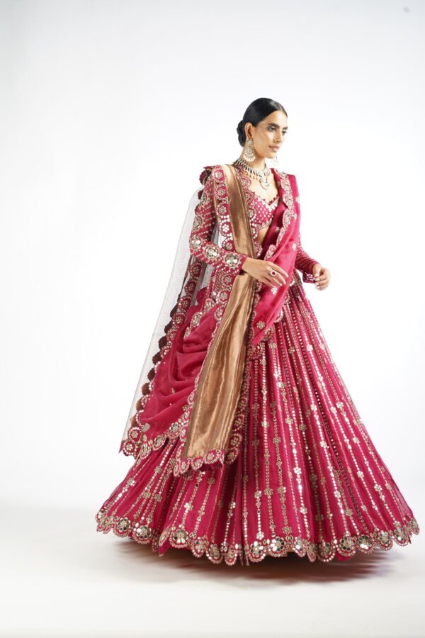 Mellow Wine Small Flower Linear Lehenga Set