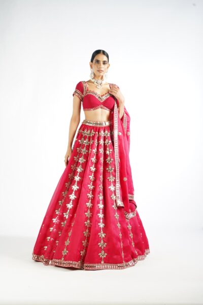 Crimson Red Chandelier Drop Lehenga Set