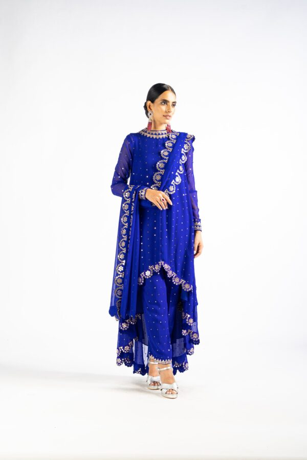 Royal Blue Scallop Pant Kurta Set