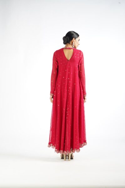 Crimson Red Scallop Pant Kurta Set