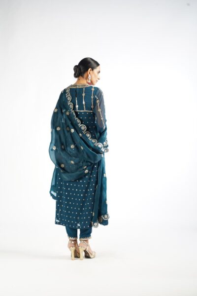 Dark Teal Embellished Pant Kurta Set