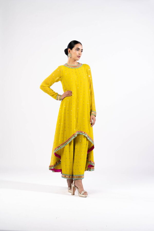 Moss Green Asymmetrical Kurta Set