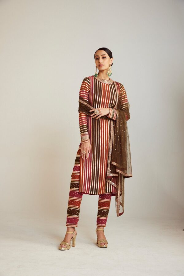 Olive Green Round Neck Straight Kurta Pant Set