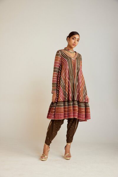 Olive Green A Line Dhoti Kurta Set