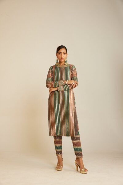 Mud Green Straight Kurta Pant Set