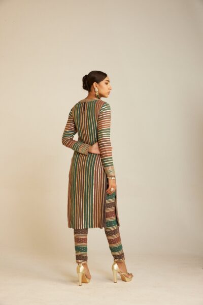 Mud Green Straight Kurta Pant Set