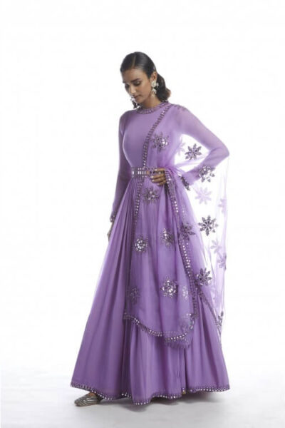 Catnip Purple Chiffon Anarkali Set
