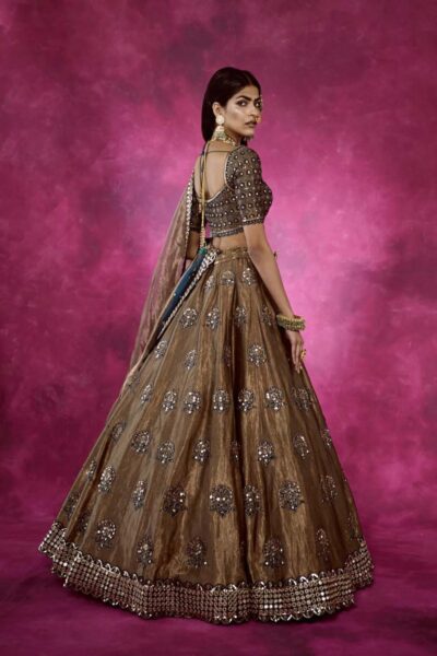 Mughal Boota Copper Shimmer Lehenga Set