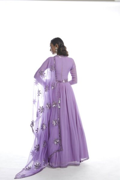Catnip Purple Chiffon Anarkali Set