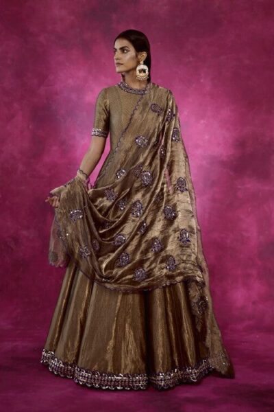Copper Shimmer Mughal Boota Set