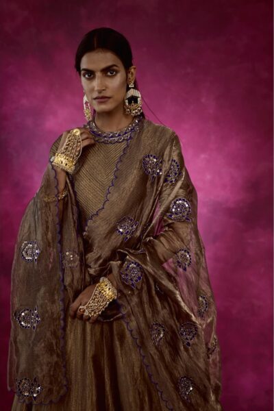 Copper Shimmer Mughal Boota Set