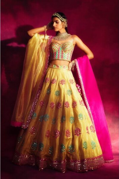 Mughal Boota Gold Shimmer Lehenga Set