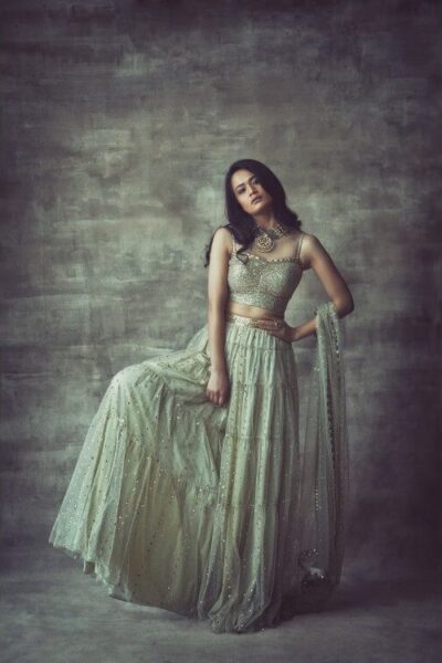 Sap Green Tier Sharara Set