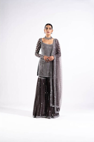 Charcoal Grey Sharara Set