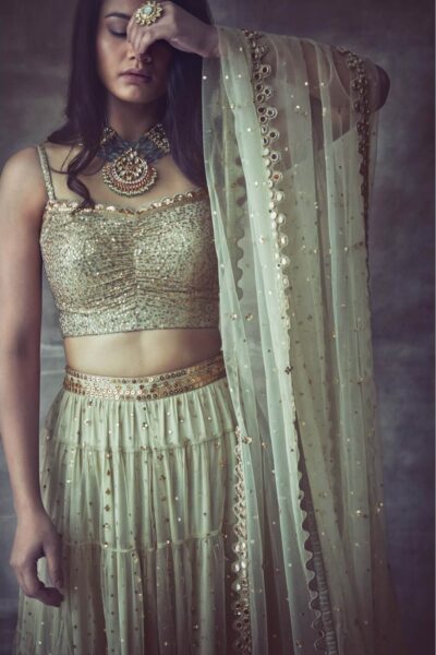 Sap Green Tier Sharara Set