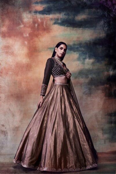 Copper Shimmer Organza Lehenga Set