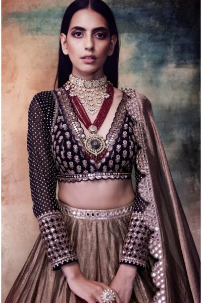 Copper Shimmer Organza Lehenga Set