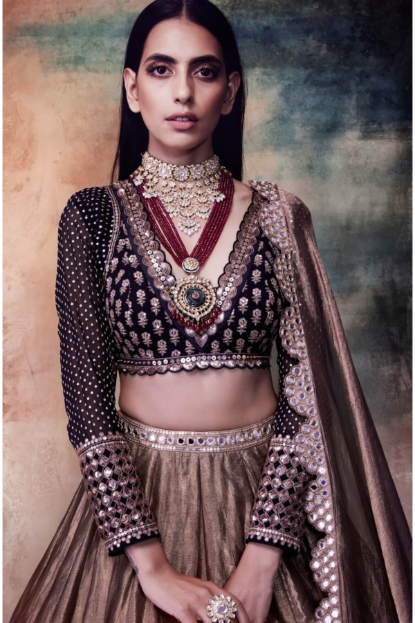 Copper Shimmer Organza Lehenga Set