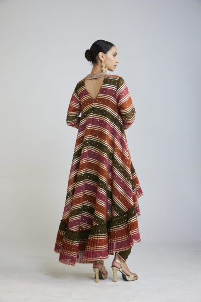 Charcoal Grey Asymmetrical Kurta Dhoti Set