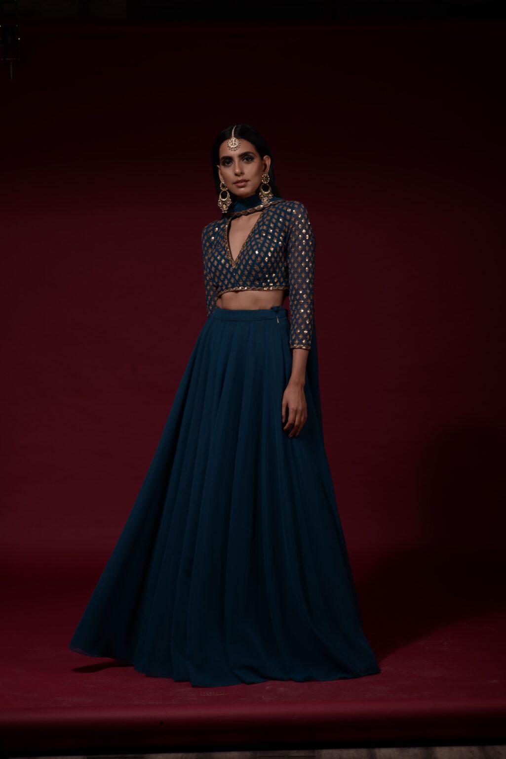 Teal Blue Lehenga Pants set