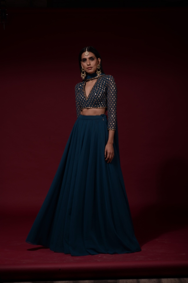 Teal Blue Lehenga Pants set