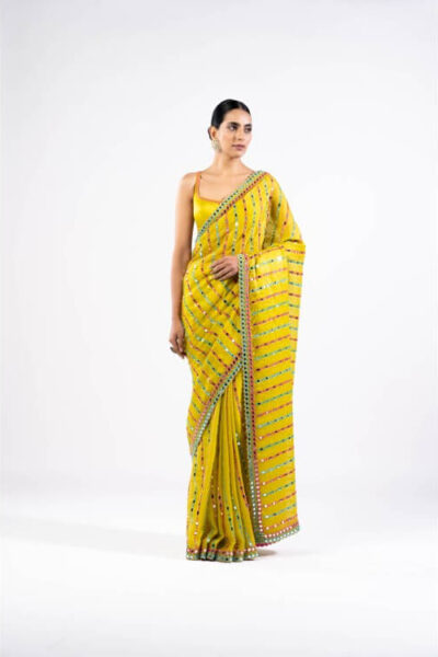 Moss Green Mirror Saree